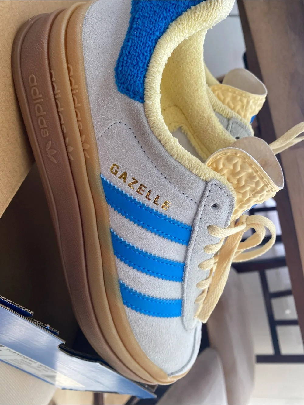 adidas Kids Gazelle Sneakers in Blue and Cream Suede